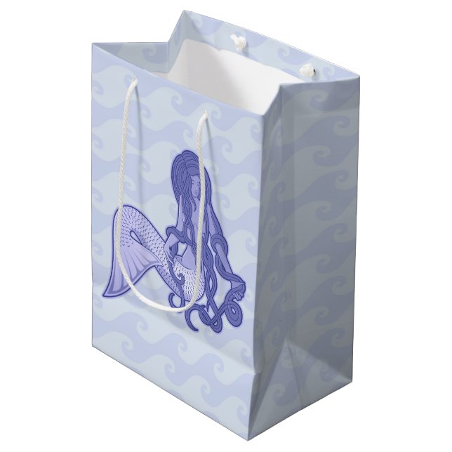 Sacola Para Presentes Média Sereia Sentada Azul (Frente inclinada)