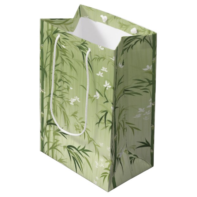 Sacola Para Presentes Média Serena Flor de Bambu Ásia  (6) (Frente inclinada)