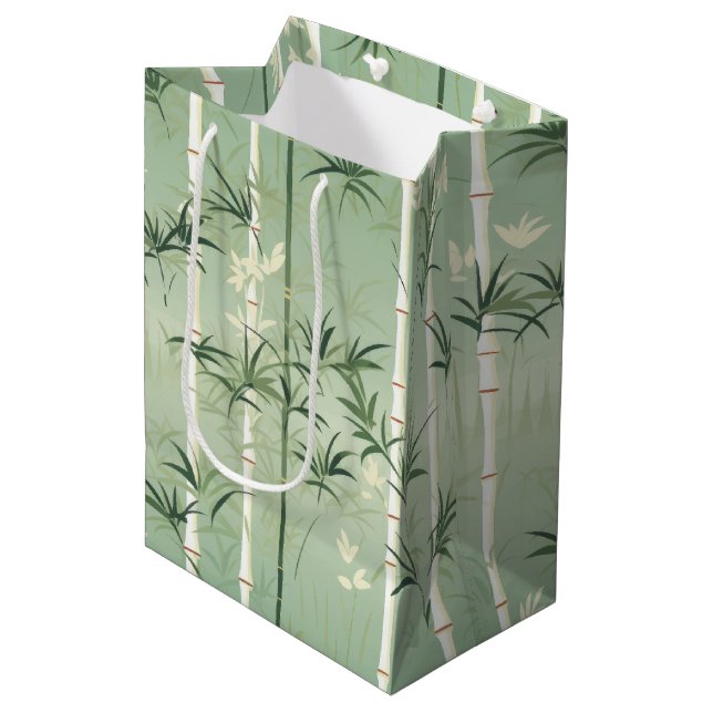 Sacola Para Presentes Média Serena Flor de Bambu Asiática  (2) (Frente inclinada)
