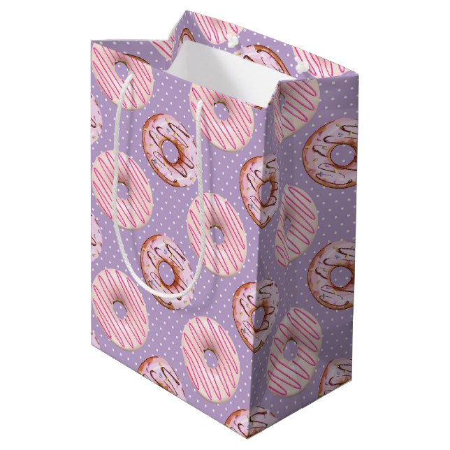 Sacola Para Presentes Média Série Donuts Doces Design 9  (Verso inclinado)