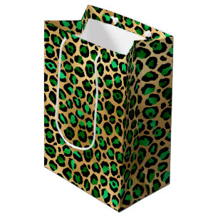 Sacola Para Presentes Média Série Emerald e Safari Dourado Design 8