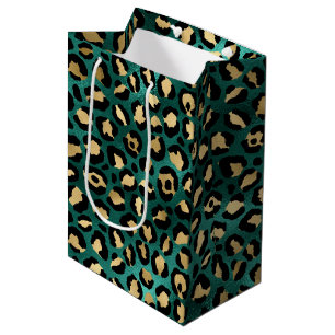 Sacola Para Presentes Média Série Leopardo Teto e Dourado Design 3
