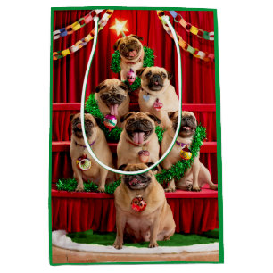 Sacola Para Presentes Média Sete Pugs-a-Posing