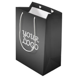 Sacola Para Presentes Média Seu logotipo e cor editável ombre cinza escuro mod