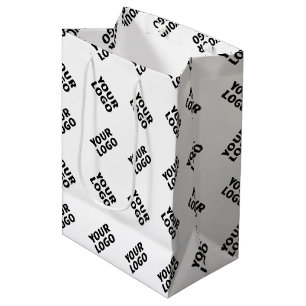 Sacola Para Presentes Média Seu Logotipo Padrão Alternado Simples Repetitivo