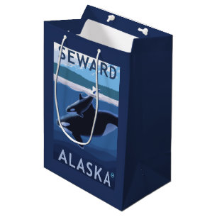 Sacola Para Presentes Média Seward, AlaskaOrca e cena da vitela