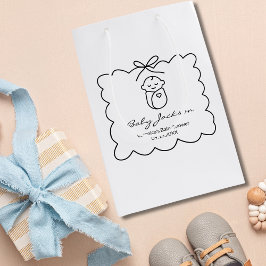 Sacola Para Presentes Média Sexo Cute Bebê e Arco Moderno Chá de fraldas Neutr