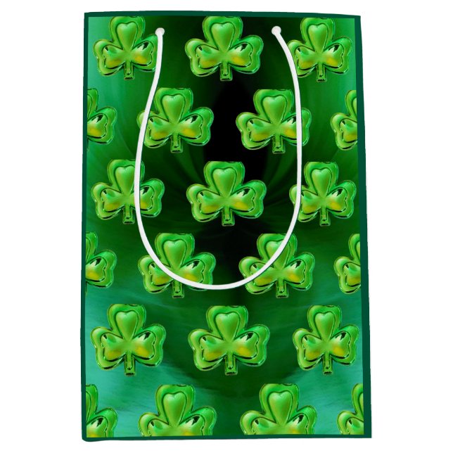 Sacola Para Presentes Média Shamrock St Patrick's Day Gift Bag (Frente)
