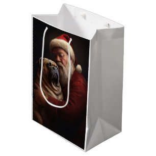 Sacola Para Presentes Média Shar Pei Com Papai Noel Natal Festivo