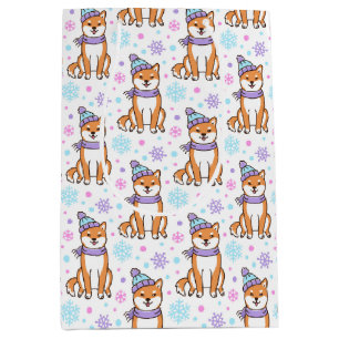 Sacola Para Presentes Média Shiba Inu de Natal