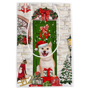 Sacola Para Presentes Média Shiba Inu Dog Natal