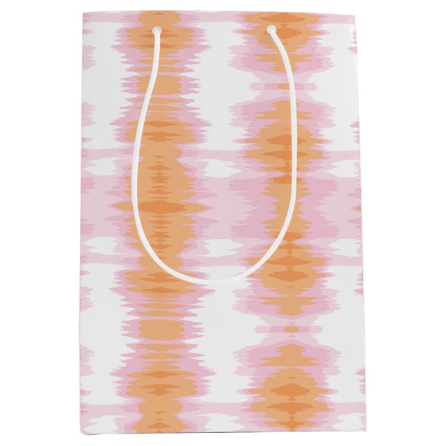 Sacola Para Presentes Média Shimmer Ikat in Pink and Orange (Frente)