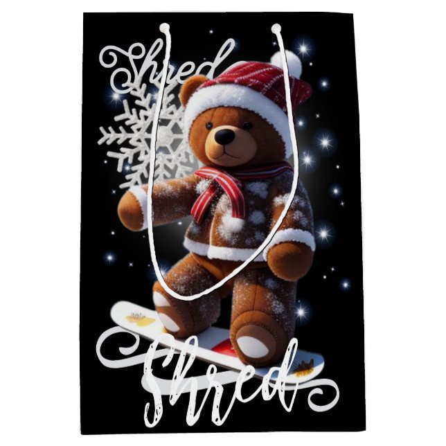 Sacola Para Presentes Média Shredder do Urso de Teddy/Saco do Presente (Frente)