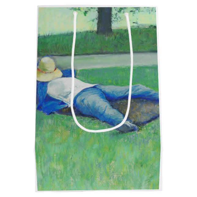 Sacola Para Presentes Média Siesta (por Gustave Caillebotte) (Verso)