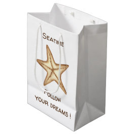 Sacola Para Presentes Média Siga seus sonhos aquarela Seatime Estrela do Mar