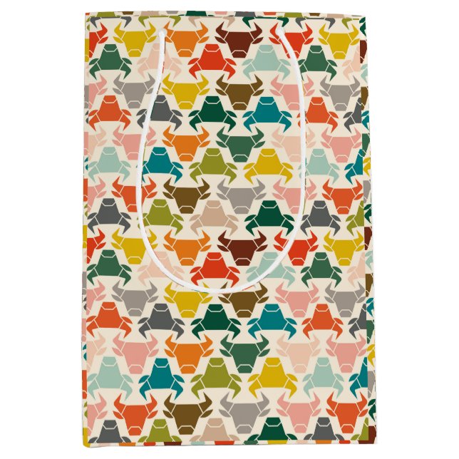 Sacola Para Presentes Média Silhouette Touro Russo Colorida (Frente)