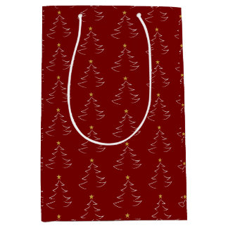 Sacola Para Presentes Média Silhueta de Árvore de Natal