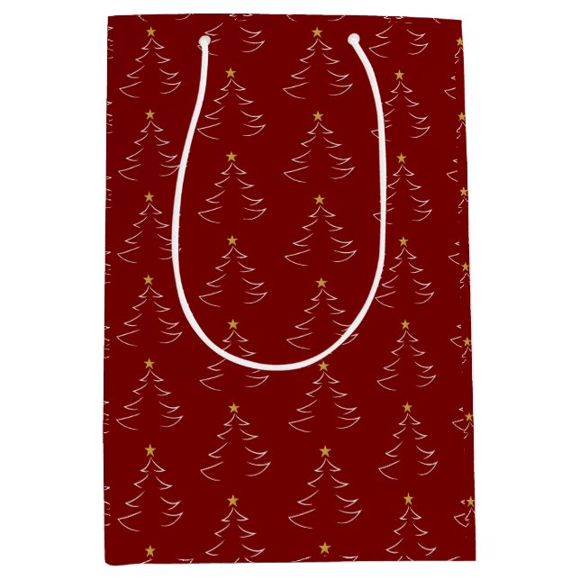 Sacola Para Presentes Média Silhueta de Árvore de Natal  (Frente)
