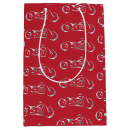 Sacola Para Presentes Média Silhueta de motocicleta de prata para motociclista