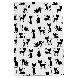 Sacola Para Presentes Média Silhuette de Gato Preto e Branco
