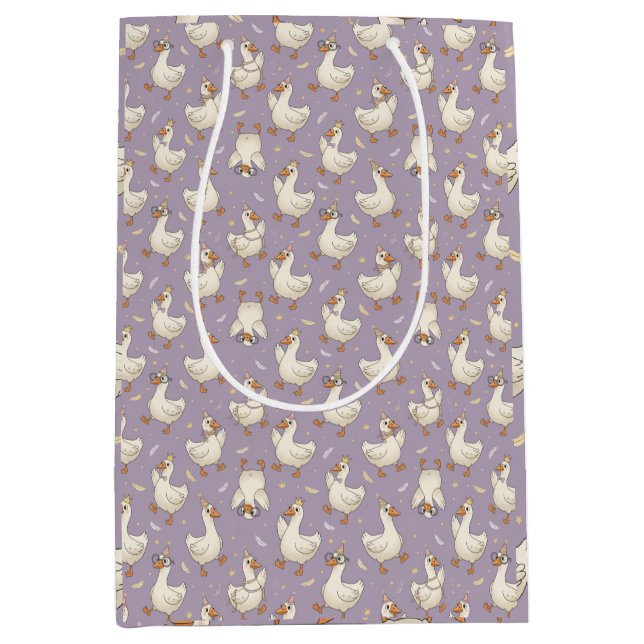 Sacola Para Presentes Média Silly Goose Party Parade Funny Birthday (Frente)