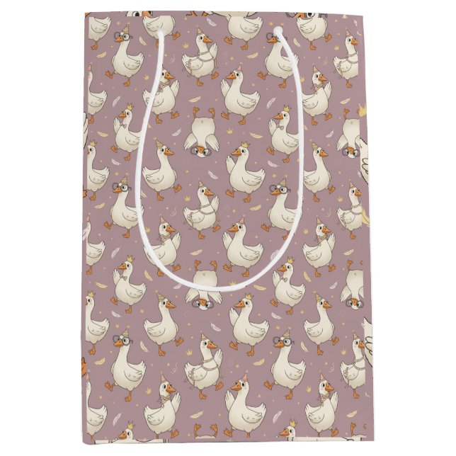 Sacola Para Presentes Média Silly Goose Party – Quirky Birthday Design (Frente)