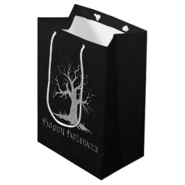 Sacola Para Presentes Média Silver Spooky Tree Halloween