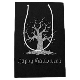 Sacola Para Presentes Média Silver Spooky Tree Halloween