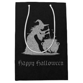 Sacola Para Presentes Média Silver Witch e Cauldron Halloween