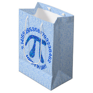 Sacola Para Presentes Média Símbolo Azul Pi Geek Matemático Comemora Feliz Dia
