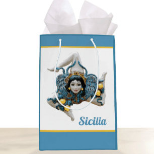 Sacola Para Presentes Média Símbolo da Sicília Trinacria Medusa Siciliana