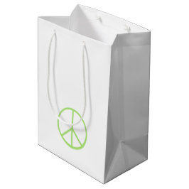 Sacola Para Presentes Média Símbolo de Paz Mundial Verde Símbolo de Amor Groov