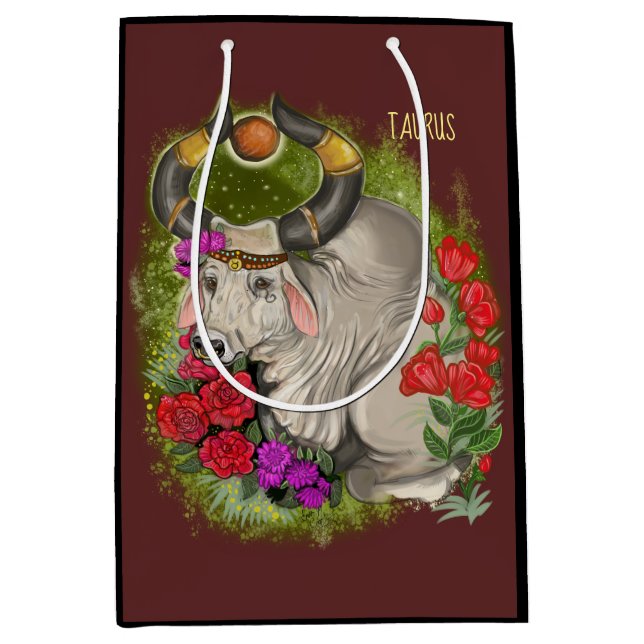 Sacola Para Presentes Média Símbolo Taurus Zodiac (Frente)