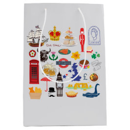 Sacola Para Presentes Média Símbolos britânicos do Reino Unido