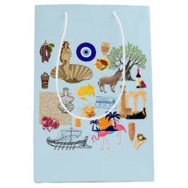 Sacola Para Presentes Média Símbolos de Viagem do Chipre