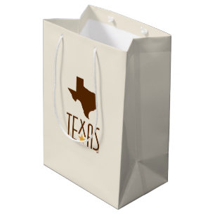 Sacola Para Presentes Média Símbolos do Texas, Estado do Texas, marrom