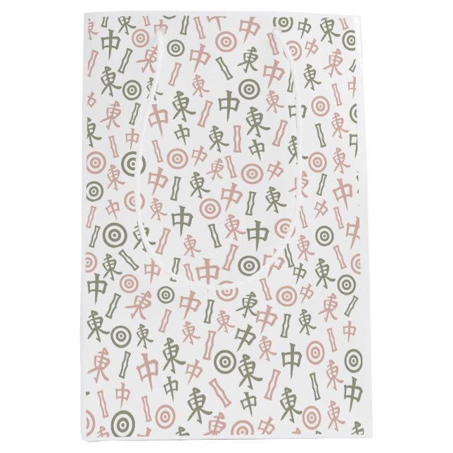 Sacola Para Presentes Média Símbolos Mahjong (Frente)