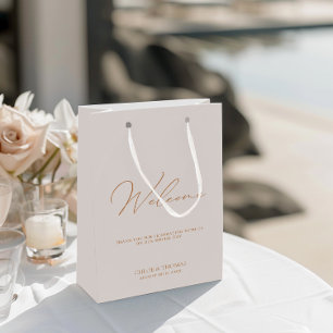 Sacola Para Presentes Média Simples Elegante Moderno Casamento Bem-Vindo Obrig