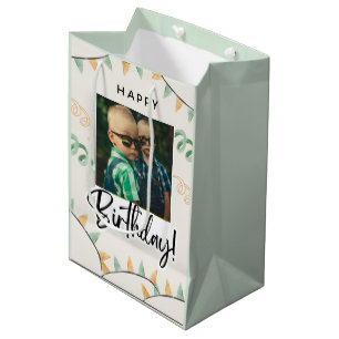 Sacola Para Presentes Média Simples Feliz Aniversário Adicionar Texto Fotográf