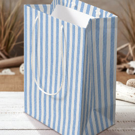 Sacola Para Presentes Média Simples Linen Chic - Olhar Padrão Raspado Azul Bra