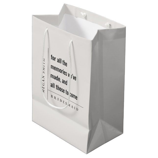 Sacola Para Presentes Média Simples Moderno Para Memórias Bridesmaid Gift (Frente inclinada)