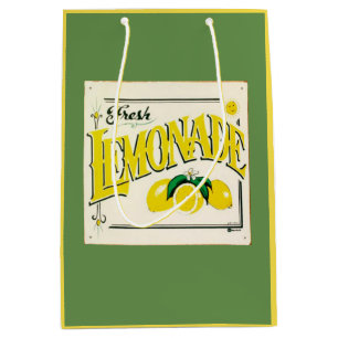 Sacola Para Presentes Média Sinal de limonada limão fruta verde amarelo
