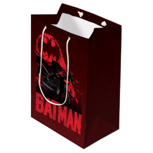 Sacola Para Presentes Média Sinal de Morcego Vermelho do Batman