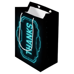 Sacola Para Presentes Média Sinal de Obrigados Neon Brilhantes