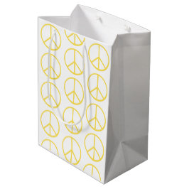 Sacola Para Presentes Média Sinal de Paz Amarelo Padrão Colorido Moderno Diver