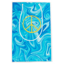Sinal de Paz Groovy Pintura Amarelo Azul Colorido 