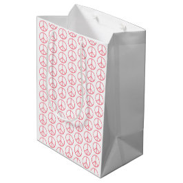 Sacola Para Presentes Média Sinal de Paz Laranja Groovy Retro Divertido
