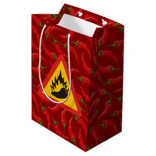 Sacola Para Presentes Média Sinal de perigo de pimenta quente