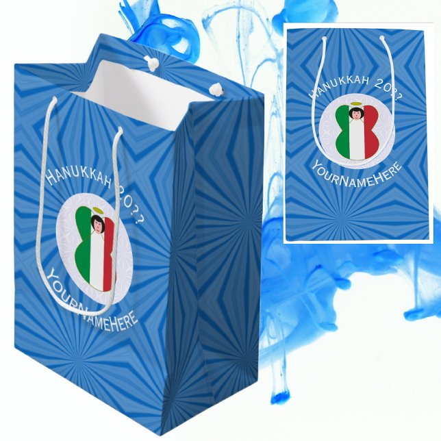 Sacola Para Presentes Média Sinalizador Anjo Italiano para Hanukkah (Criador carregado)