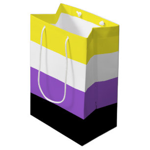 Sacola Para Presentes Média Sinalizador de Orgulho Não Binário